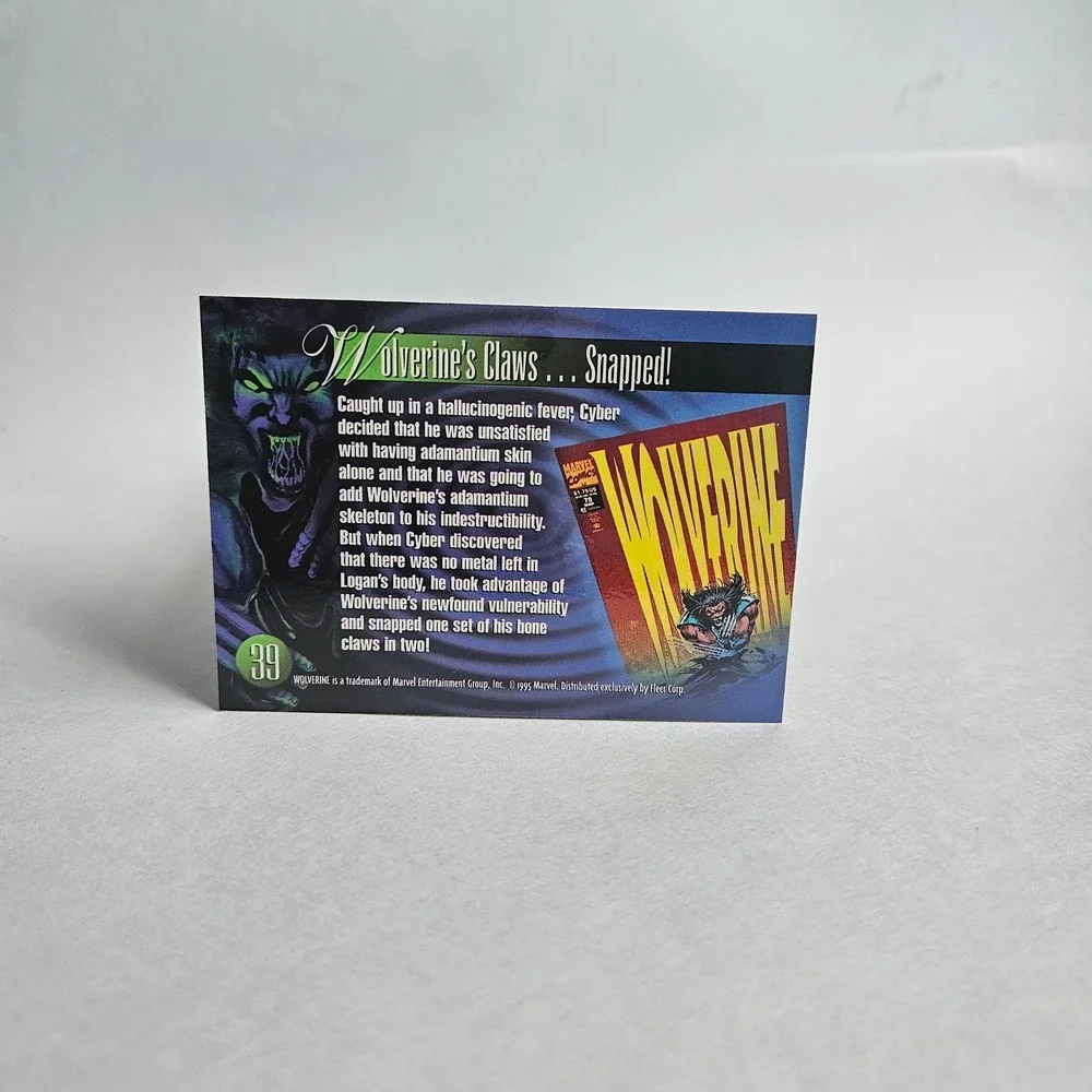 1995 Flair Marvel Annual Wolverine Broken Claws #39 Trading Card X-Men Fleer